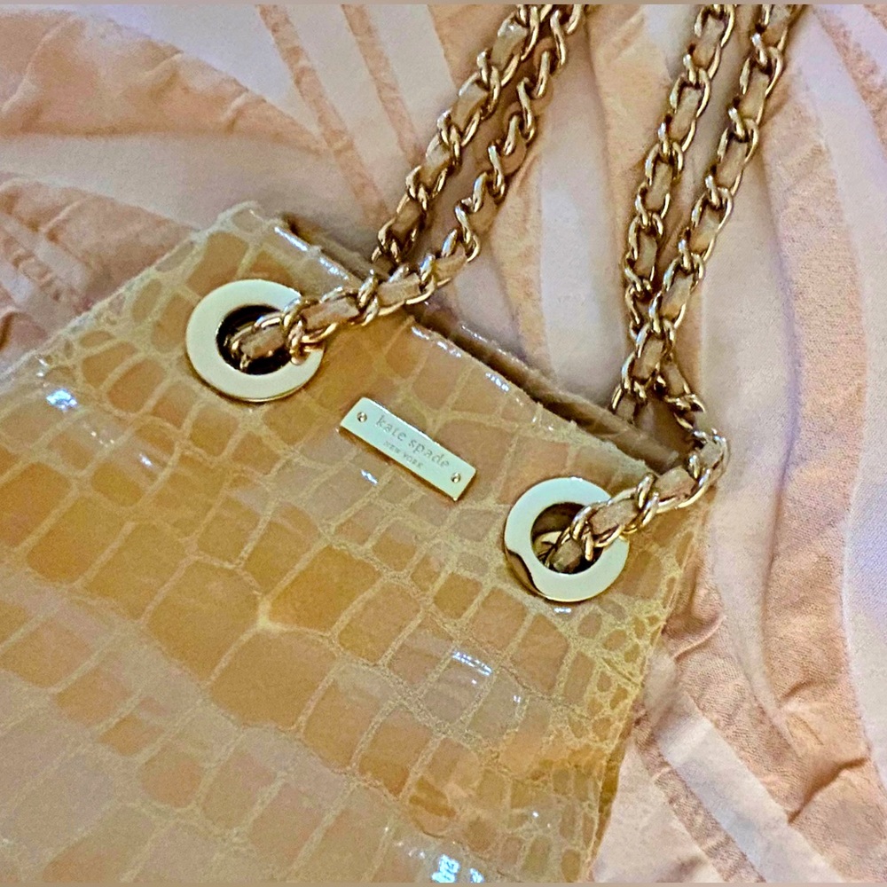 NWT Vintage Kate Spade Devote Lissy Bag with Leather Chain Strap in Sable Cream - Picture 8 of 11